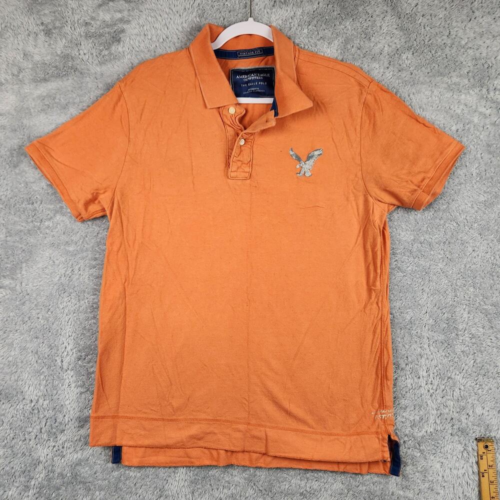 Vintage American Eagle Outfitters The Eagle Polo Shirt Mens Large Orange Logo